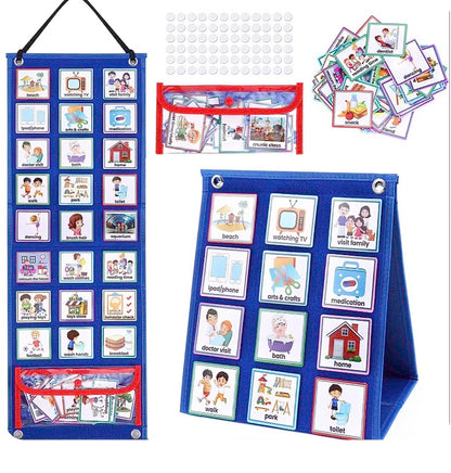 Visual Schedule for Daily Routines for Autism - 2 IN 1 FELT BOARD with 70 Cards