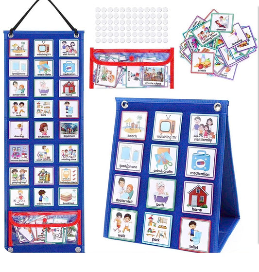 Visual Schedule for Daily Routines for Autism - 2 IN 1 FELT BOARD with 70 Cards