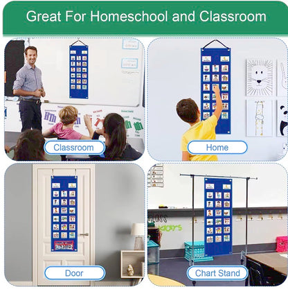 Visual Schedule for Daily Routines for Autism - 2 IN 1 FELT BOARD with 70 Cards